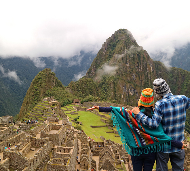 Young couple in Machu Picchu