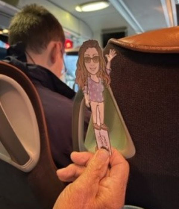 Mini Sherri on the bus headed out to one of the excursions planned for her clients!